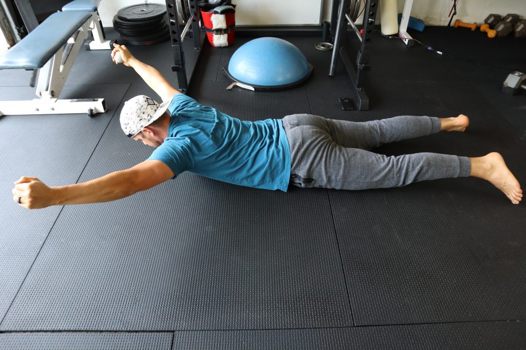 Y Raise on belly for back and core strength